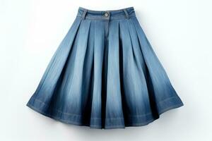 Denim skirt on white background. Generative AI photo