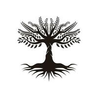 raíz hoja familia árbol de vida roble secretario arce sello sello emblema etiqueta logo vector