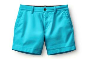 Blue summer shorts isolated on white background. Generative AI photo