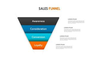 Infographic 4 steps Sales funnel design template. Business presentation. Vector illustration.