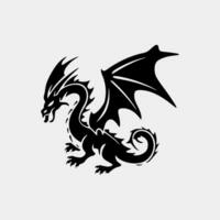 vector illustration, set of dragon tattoo designs, black and white graphics