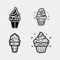 Set of cupcakes vector isolated on white