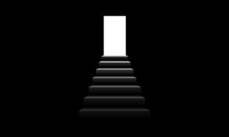 Steps leading to the light in the darkness. light at the end of the tunnel. Vector illustration.