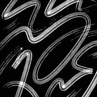 White multiple swirling brush strokes grungy lines vector background isolated on black square template. Dark black and white wallpaper backdrop.