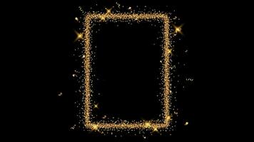 Vector Gold Rectangular Glitter Frame on Black Background