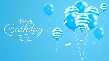 happy birthday background design with balloons in blue color. vector illustration