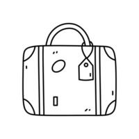 viaje bolso o maleta aislado en blanco antecedentes. vector dibujado a mano ilustración en garabatear estilo. Perfecto para tarjetas, decoraciones, logo, varios diseños