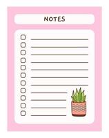 Cute to do list template with floral element. Funny design of daily planner, schedule or checklist. Perfect for planning, memo, notes and self-organization. Vector hand-drawn illustration.