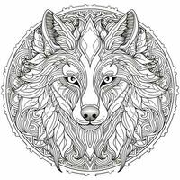 Mandala Wolf Coloring Pages photo