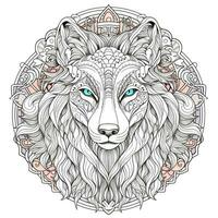 Mandala Wolf Coloring Pages photo