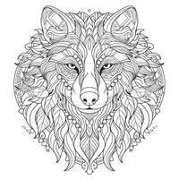 Mandala Wolf Coloring Pages photo