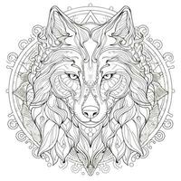 Mandala Wolf Coloring Pages photo