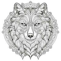 Mandala Wolf Coloring Pages photo