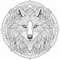 Mandala Wolf Coloring Pages photo