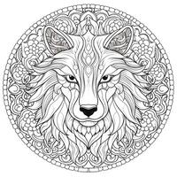 Mandala Wolf Coloring Pages photo