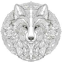 Mandala Wolf Coloring Pages photo