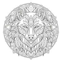 Mandala Wolf Coloring Pages photo