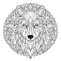 Mandala Wolf Coloring Pages photo