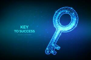 Key. Low poly abstract key sign. Key to success or solution. Turnkey solution and services concept. Goals achievement, opportunities for business development. 3D low polygonal vector illustration.