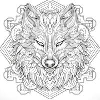 Mandala Wolf Coloring Pages photo