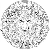 Mandala Wolf Coloring Pages photo