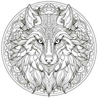 Mandala Wolf Coloring Pages photo