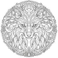 Mandala Wolf Coloring Pages photo