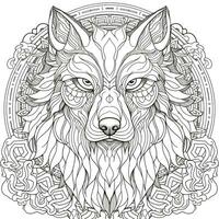 Mandala Wolf Coloring Pages photo