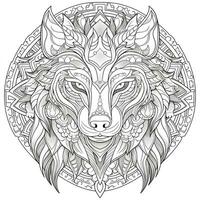 Mandala Wolf Coloring Pages photo