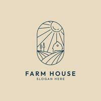 farm house minimalist line art emblem icon logo template vector illustration design