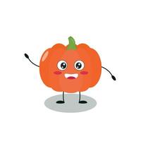 Cute pumpkin, cartoon. Healthy vegetarian food. Flat vector illustration