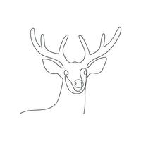 Deer drawn in one continuous line. One line drawing, minimalism. Vector illustration.