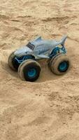 Shark monster truck doing donuts slow motion video