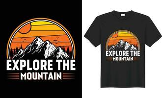 Camping T shirt design. Hiking T shirt design vector. Funny Outdoor Retro Vintage Camper Camping T-shirt Design,with mountain,silhouette,trees in vintage style.Adventure Tshirt design.poster,print,tee vector