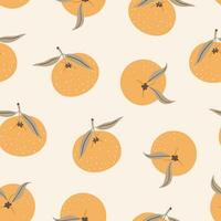 Seamless pattern with tangerines vector