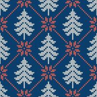 Seamless pattern with snowflakes and christmas trees. Holiday background. vector