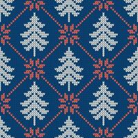 Seamless pattern with snowflakes and christmas trees. Holiday background. vector