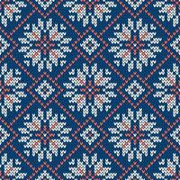 Christmas and New Year traditional knitted seamless pattern with snowflakes. vector