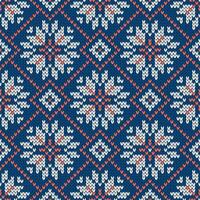 Christmas and New Year traditional knitted seamless pattern with snowflakes. vector