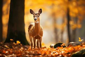 Fallow deer in autumn forest photo