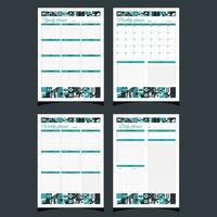 Planners set geometry. Daily, weekly, monthly, yearly. Planners printable template with geometric shapes. Blank white notebook page A4. Vector illustration.