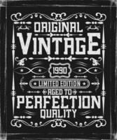 Original vintage 1990 limited edition aged to perfection quality. Vintage birthday t shirt design vector