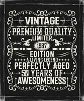 Vintage premium quality 1987 limited edition aged to perfection all original t-shirt design vector