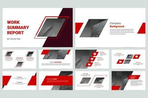 Red modern business work slide presentation template vector