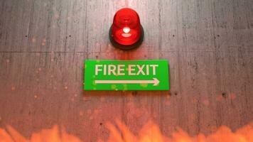 Emergency exit sign with siren light, Direction to the emergency exit, Seamless Loop video
