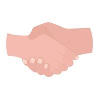 Handshake of two people, business and partnership concept. Business partners shake hands, concluding a deal or agreement. Vector illustration isolated on white background.