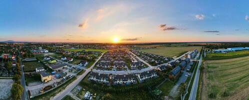 Suburban neighborhood in europe city, aerial view photo