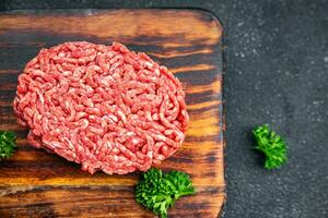 meat cutlet raw ground meat fresh beef, pork, chicken meal food snack on the table copy space food background rustic top view photo