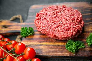 meat cutlet raw ground meat fresh beef, pork, chicken meal food snack on the table copy space food background rustic top view photo