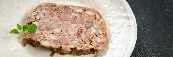 terrine rustic food minced meat baked in the oven vegetable food healthy meal food snack on the table copy space food background rustic top view photo